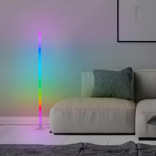 Lightbox RGB-LED Stehlampe | 150 cm Höhe | dimmbare Standleuchte mit | dimmbare LED Stehlampe - moderne Standleuchte mit Musiksensor, RGB und Fernbedienung - max. 125 lm - 6,5 W - 150 cm Höhe aus