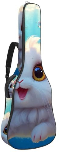 Schöne Tasche für Akustikgitarre, wasserdichte Gigbag mit Staufächern, Schutzschicht und mehreren Taschen, schönes Kaninchen schwimmt unter Wasser, Mehrfarbig Nr. 04, 42.9x16.9x4.7 in, Gitarrentasche