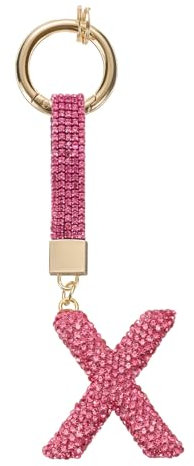 QUARKZMAN Alphabet X Buchstaben Taschenanhänger Strass Initial Alphabet Buchstaben Anhänger Zubehör für Schlüsselanhänger Armband Armband Halskette Schmuckherstellung Taschen, Rosarot