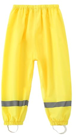 Dioshark Pantalon de Pluie et Boue pour Enfant Imperméable Surpantalon Réfléchissant Non Doublé Jaune Coupe-Vent Léger Respirant Séchage Rapide Pantalon Vélo Trekking Marcher pour Garcons 5-6 Ans