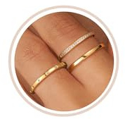 FUNEIA 3 Stück Ringe Gold Damen Frauen 14k Vergoldete Ring Wasserfest Set Dünner Goldene Ringe Statement Daumenring Fingerring Stapelring Zirkonia Schmale Ring Modeschmuck