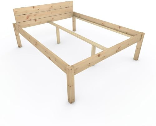 TUGA - Holztech Pfostenbett metallarm Zirbe Massivholz Daybett 160 x 200cm 58cm Höhe FSC 300kg Holzbett unbehandelt