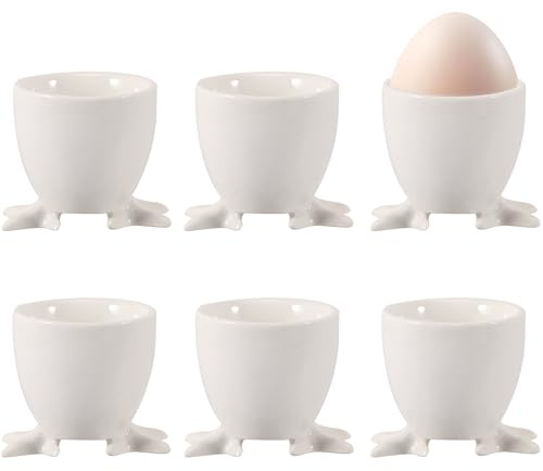 Joycabin 6 st äggkoppar, porslin, äggstativ för varje frukostbord, påskgåvor, äggstativ, äggstativ, äggstativ, hård och mjukkokt äggservis, påskgåvor, 6 st