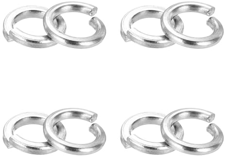 PATIKIL 100 Pcs Arandelas De Seguridad Partidas, Arandelas De Bloqueo De Resorte M2.5 304 Acero Inoxidable Juego De Arandelas Para Tornillos Y Pernos, Plateado