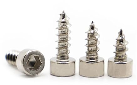 RKODRSMG 10/20/50 Stück M2 M2,6 M3 M3,5 M4 M5 M6 vernickelter Stahl Sechskant Innensechskant Kappe Kopf Lautsprecher selbstschneidende Holzschraube(6mm,M3 20pcs)