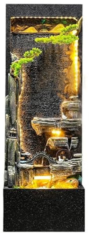 CYairong-22 Fontaine à Eau Fontaine d'eau de Jardin intérieure/extérieure avec lumières LED, Grande Fontaine sur Pied en rocaille, Cascade for décoration de Jardin de Maison Fontaine de Jardin