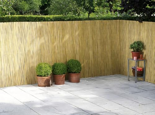 HMWD Natural Split Reed Fence, Hand-Woven Reed Screening for Garden, Patio, Balcony, & Outdoor Privacy, Bamboo Shades, 3m/4m/5m/6m Wide Decorative Window Roller Blinds (2m x 3m)