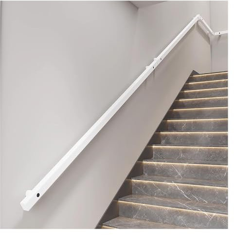 Scala in legno bianco per interni sottotetto cantina 1,7 m antiscivolo ringhiera per anziani/bambini kit completo