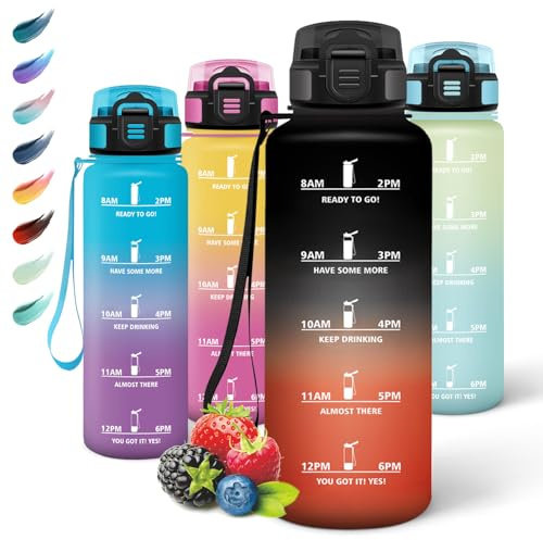 Motswedi Gourde Sport, 1500ml Anti Fuite, Gourde Paille, Réutilisable , Bouteille d'eau, sans BPA, Bouteille Reutilisable, pour Enfant, Adulte, Randonnée, l'école, Fitness, Noir Rouge