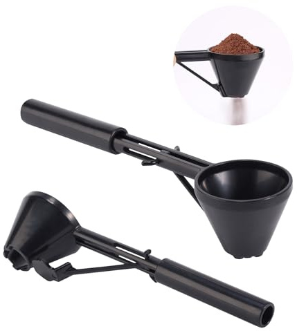 Lyreh Misurino e Imbuto Originali, ABS Misurino Multiuso Strumento Imbuto Riutilizzabile Pratico Accessorio per Caffè Latte Polvere Proteine Polvere Zucchero (Nero)
