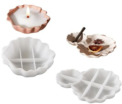 Uqezagpa Unique Designs Moule en silicone souple pour plateau à bijoux en résine époxy Bougeoir Rangement à domicile