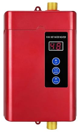 AUBEST Calentador de Agua, Mini Calentador De Agua Eléctrico For El Hogar, Calentador De Agua Instantáneo Sin Tanque, Máquina De Calefacción, 4000W(Rot)