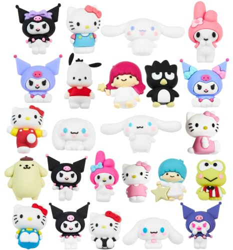 Hello Kitty Sanrio Figurines 3D 24 Pcs, Kuromi Cinnamoroll My Melody Mini Figurine Kawaii, Cute Décoration Bureau et Chambre, Idée Cadeau pour Filles (Multi 24 Pcs)