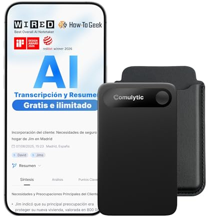 Comulytic Note Pro Registratore Vocale AI 64 GB con Trascrizione e Riassunti Illimitati, Registratore Vocale Professionale per Riunioni/Lezioni/Interviste fino a 45 ore, 113 Lingue,Controllo App,Nero