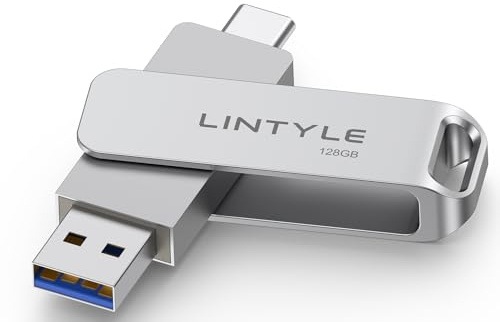 LINTYLE 128GB USB C Flash Drive, External SSD Fast 450MB/s 2-in-1 Dual-Drive Type C+ A USB3.2 Gen1 USB-C Solid State Thumb Drive SSD for iPhone 15/16/17, Android Phone, Tablet, MacBook, Mac