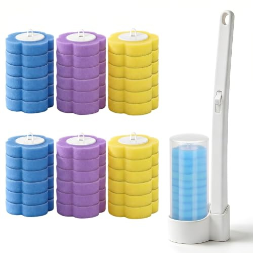 37 Pcs Toilet Brush Refills, Wall-Mounted Cleaner Set | Disposable, Wand Replacement Heads, Handle Holder, for Sink Bathtub Wash Basin Mop Pool