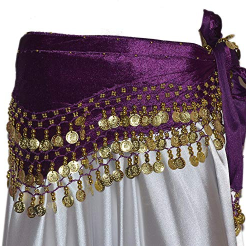 Magdans Münthandduk höftduk Belly Dance magdance magrygg HIP Scarf karneval XXL, violett, XXL