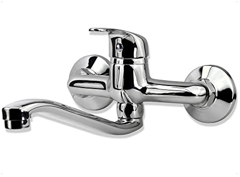 Mprofi MT® Köksarmatur | Vattenkran för kök, väggmonterad | Kran för kök | Väggarmatur, diskbänksarmatur för kök | Blandare för kök | Väggmonterad diskbänksblandare | Kökskranar | Krom | 2039