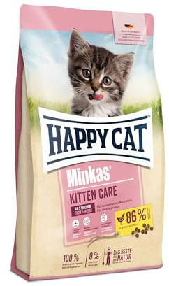 Happy Cat Minkas Kitten Care Kittenfutter Geflügel Vorratspack, 10 kg | Minkas Kitten Care Geflügel, ausgewogenes Kittenfutter ab der 5. Lebenswoche, mit Omega-3 und -6 & Vitaminen