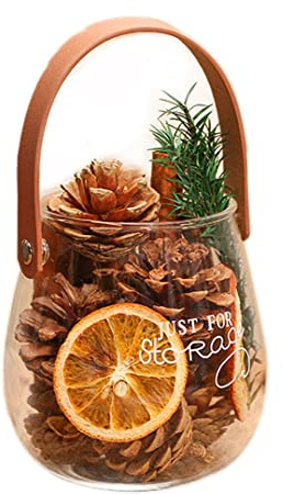 Super Idee Potpourri Natürliches getrocknetes Pflanzenset Tragbares Klarglas mit Weihnachts Potpourri Zimtstangen Zitronenscheiben Tannenzapfen Getrocknete Pflanzen Weihnachtsdeko Adventsdeko