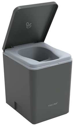 TRELINO Evo L antracit (39 T x 33 B x 43 H cm), torkseparationssalett, mobil campingtoalett utan kemi, separationtoalett för husbil, skåpbil, husbil, campare, camping, trädgård