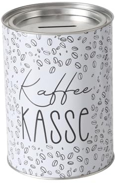 ReWu Spardose Sparschwein mit Schriftzug Kaffekasse - Deckel Abnehmbar - Wiederverwendbar Metall Sparbüchse Geldgeschenk Geschenkidee Geldspardose Metallspardose 14 x 10 cm