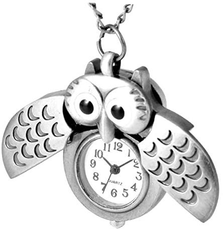 WOFASHPURET Retro Eulen Taschenuhr Silber aus Robustem Material Kreative Kleine Uhr für Damen und Herren Dekoratives Vintage Geschenk für Freunde und Familie