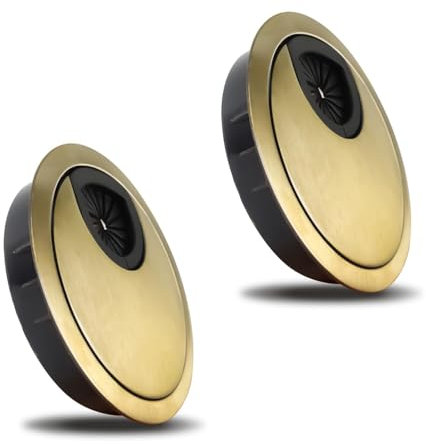 60 mm Passe Fil, 2 Pièces Passe Cable Bureau Alliage de Zinc, Couleur Bronze Passe Fil Bureau, Antirouille et Anticorrosion, pour Bureau, Bureaux et Plans de Travail 0XBIT