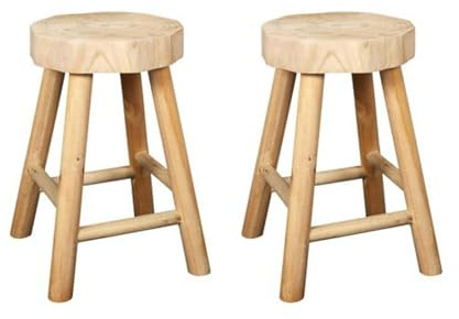 HOME DECO FACTORY, HD7626, set med 2 Harald träpallar, Natural Crush, möbler, sits, bänk och pall, 26 x 40 x 26 cm, sitthöjd 40 cm, brun