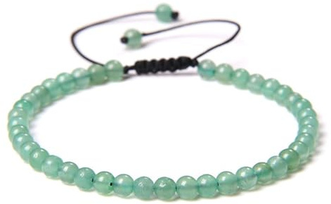 JENCVNL Naturstein Armband 4mm Echtes Naturstein Armband Damen Verstellbar Perlenarmbänder Edelsteinarmband Edelstein Armbänder für Damen Frauen
