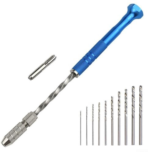 Oniissy Trapano manuale semiautomatico blu esteso da 0,5-3 mm, mini trapano manuale per artigianato, per lavori manuali delicati, assemblaggio elettronico, intaglio fai da te, modellismo