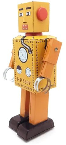 AYUNJIE MS393 Big Steel Tooth Robot Wind Up Toy Photography Props Creative Tin Toys Vintage Gift for Boys Girls Parent-Child Interaction