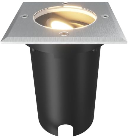 Ledvion - Quadratische LED Bodeneinbauleuchte, GU10, Edelstahl, IP67, 1m Kabel, kippbar, Außenbeleuchtung