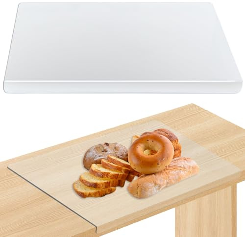 Tabla de cortar de acrílico, 40 x 30 cm, protector de encimera con borde de tope, tabla de cortar de cocina, transparente, antideslizante, con pies de goma para pan, carne, verduras