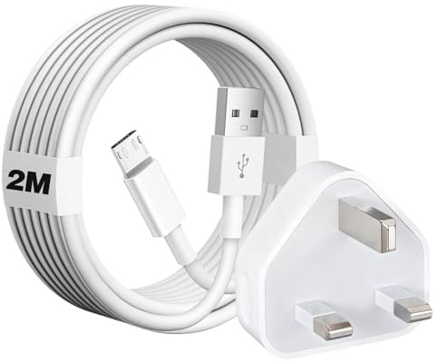 Ring Doorbell Charger Cable & 5V 2A USB Plug UK Security Video Doorbell Micro USB Cable 2M USB A to MicroUSB Wire Compatible Ring Video Doorbell 3 Plus/4/2020,Doorbell Battery Powered/2K