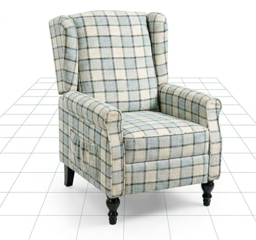 FLEXISPOT Recliner Chair Armchair Adjustable Single Chair Sofa for Relaxing Accent Chair Pushback for Living Room Bedroom Wing Back Reclining | Light Blue