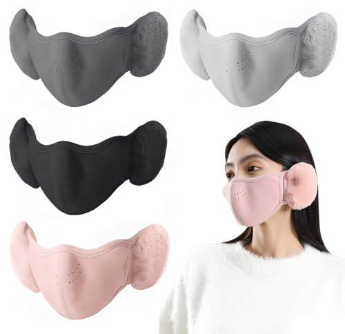 SUJEBKC 4 Stück 2-in-1 Ohrenwärmer, Winter Ohrenwärmer Faltbare Plüsch Earmuffs Bequemer weicher für den Winter Reiten Warme Ohrenschützer für Damen und Herren