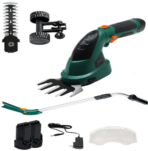 Cortasetos inalámbrico, cortadora de césped de mano con mango telescópico para uso en jardín, potente diseño de batería de 7.2 V