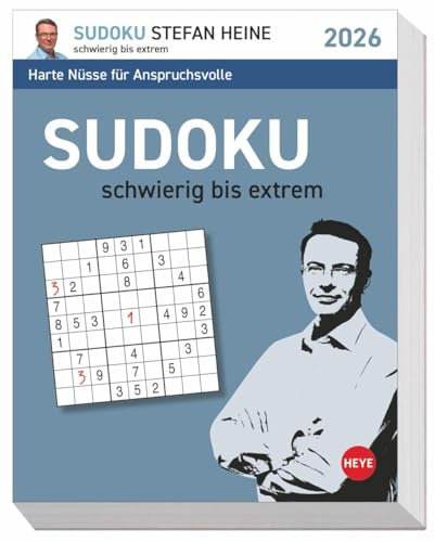 Stefan Heine Sudoku schwierig bis extrem Tagesabreißkalender 2026: Knifflige Zahlenrätsel für Geübte mit Lösung. Tischkalender mit Denksport für jeden ... mit Anspruch (Tagesabreißkalender Heye)