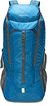 Nicgid 50L 60L Leichter Wanderrucksack, faltbar, multifunktionale Reisetasche, wasserabweisend, lässiger Camping-Rucksack für Männer und Frauen, Outdoor-Sport, Berge