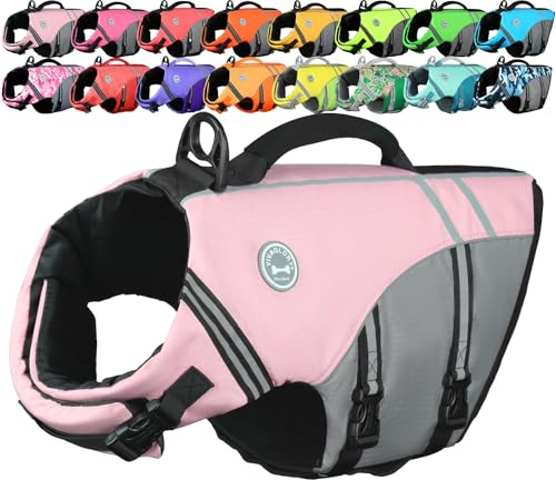 VIVAGLORY Hunde Schwimmweste Sports Style Hundeschwimmweste, M, Hellrosa