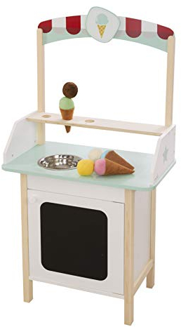 roba Eisstand aus Holz, mit Zubehör, 3 Stoffeiswaffeln, 6 Eiskugeln aus Plüsch, ab 3 Jahren