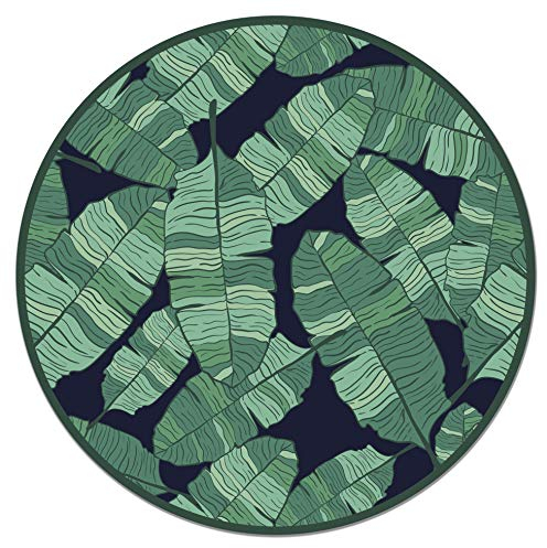Panorama Tapis Vinyle - Modèle Feuille de Bananier Rond 190x190 cm - Différentes Tailles - Deco Maison, Cuisine, Chambre et Exterieur