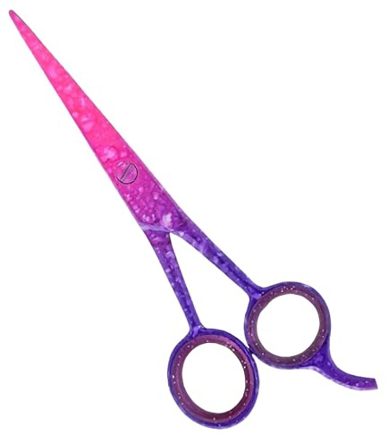 ASM® Professional Hairdressing Barber Hair Scissor - Heavy Duty Stainless Steel Sharp Hairdressing Scissors for Cutting Hair's - Barber Hair Scissors Gifts for Women & Men (Pink Purple)