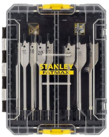 Stanley FatMax 8-tlg. Flachbohrer-Set STA88556 (für viele gängige Anwendungen, im handlichen ToughCase, über robuste Clips stapelbar)