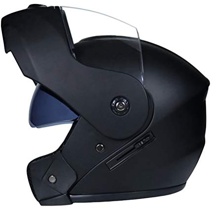 N/A Casco Moto Integrale Doppia Visiera per Donna e Uomo Leggero Caschi Modulare Vintage Casco Apribili per Moto Scooter - Nero opaco | Trasparente, M