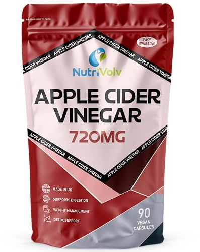 Apple Cider Vinegar 720mg High Strength Capsules for Fast Weight Loss, Detox, Cleanse & Keto | 90 Capsules