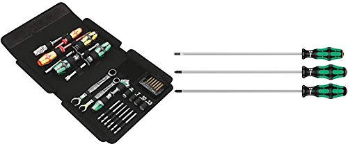 Wera Kraftform Kompakt SH 1 Plumbkit, 25pc, 05135927001 & 335/350/355/3 Kraftform Plus Extra-Long Screwdriver Set, PH/PZ/SL, 3pc, 05347735002