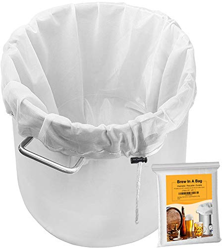 2 Pack Extra Large Brew Bag (31 x 31) - Reusable Fine Mesh Straining Bag for Beer Brewing, Wine & Cider Press - Heavy Duty Nylon Filter Bag with Drawstring, Fits Kettles up to 20 Diameter