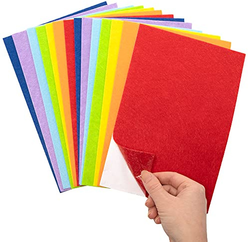Baker Ross AX952 Regenbogen Selbstklebende Bastelfilz Set - 20er Pack, Bunte Filzplatten zum Basteln für Kinder und Erwachsene